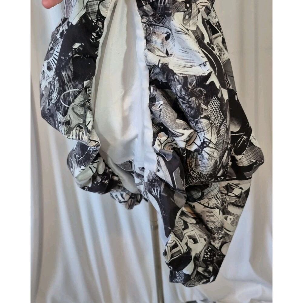 Samuel Dong Black White Print Front Zipper Mini Dress Large Graphic - Picture 6 of 11